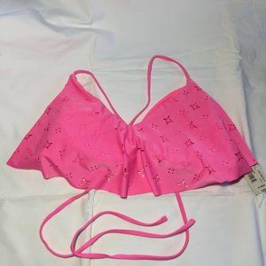 NWT hot pink drape bathing suit swimming top. XL